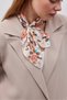 Beauty Garden Watercolor Crispy Floral Patterned Cream Vegan Silk Scarf Bandana - 4