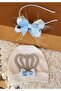 Blue Feather Bow Mother Maternity Crown and Baby Hat Set