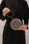Platinum Stone Round Women's Evening Dress Clutch Portfolio Bag - 3