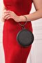 Women's Black Silvery Sand Round Evening Dress Clutch Portfolio Bag