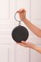 Women's Black Silvery Sand Round Evening Dress Clutch Portfolio Bag - 3