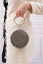 Anthracite Stoned Round Women's Evening Dress Clutch Portfolio Bag
