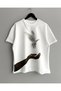 Pigeon Printed Oversize Crew Neck Cotton T-shirt