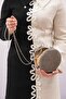 Anthracite Stoned Round Women's Evening Dress Clutch Portfolio Bag - 5