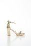 Women's Metallic Gold Stone Evening Dress Heeled Shoes - 8