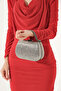 Women's Evening Dress Bag with Platinum Wavy Handle and Chain Strap - 4