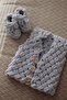 Puffy Hand Knitted Baby Vest Booties Set - 4