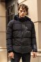Mount Waterproof Shearling Hooded Men's down Jacket - Black - 4