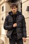 Mount Waterproof Shearling Hooded Men's down Jacket - Black - 3