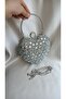 Women's Silver Heart Ring Evening Dress Bag with Handle - 5