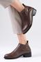 Rosa Brown Oval Toe Women's Ankle Short Heeled Boots