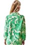 Women's Green Floral Patterned Long Sleeve Linen Collared Buttoned Shirt - 2