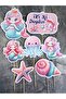 7-Piece Mermaid Happy Birthday Large Cake Topper Cake Decorations Cupcake Cake Birthday Decoration - 4