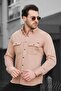 Yx 16703 Double Pocket Covered Snap Fastener Lycra Scuba Fabric Men's Shirt - 3