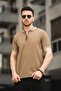 Fabre Honeycomb Pattern Zippered College Collar Men's Tshirt