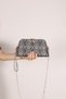 Chain Strap Bag Black and White Kilim Patterned - 4