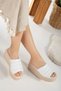 White Wedge Heeled Classic Women's Slippers Comfortable and Stylish