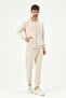 Men's Hooded, Zippered Front and Cuffed Leg Tracksuit 8702 Beige - 6