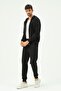 Men's Hooded, Zippered Front and Cuffed Leg Tracksuit 8702 Black - 3