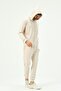 Men's Hooded, Zippered Front and Cuffed Leg Tracksuit 8702 Beige - 7