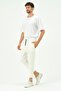 Men's Loose Cut Straight Leg Sweatpants 785 Ecru - 5