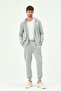 Men's Hooded, Zippered Front and Cuffed Leg Tracksuit 8702 Gray - 6