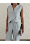 Cross Detailed Vest, Pants, Top and Bottom Women's Set - 5