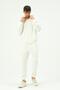 Men's Hooded Front Zippered Cuffed Leg Tracksuit Set 8702 Ecru - 6