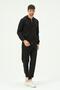 Men's Hooded, Zippered Front and Cuffed Leg Tracksuit 8702 Black - 2