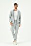 Men's Hooded, Zippered Front and Cuffed Leg Tracksuit 8702 Gray - 2