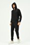 Men's Hooded, Zippered Front and Cuffed Leg Tracksuit 8702 Black - 6