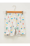 Lcw Eco White Crew Neck Printed Short Sleeve Girls' Shorts Pajama Set - 3