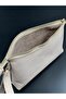 Women's Beige Genuine Leather Makeup and Travel Bag - 6