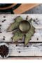 Decorative Plane Leaf Figured, Green and Coffee Colored Tea Coffee Cup Set for 1 Person - 4