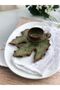 Decorative Plane Leaf Figured, Green and Coffee Colored Tea Coffee Cup Set for 1 Person - 6