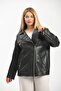Suni Deri Oversize Biker Ceket - 5