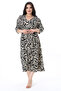 Women's Plus Size Black Wrinkled Fabric V-Neck Capri Sleeve Dress 65N38206 - 2