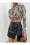 Gathered Long Sleeve Digital Printed Blouse - 5