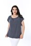 Women's Plus Size Navy Blue Collar Pleated Low Sleeve Blouse 65N38212 - 4