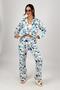 Women's 2-Piece Linen Shirt Wide Leg Palazzo Trousers Bottom Top Set - 2