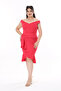 Women's Plus Size Fujya Waist Draped Back Hidden Zipper Dress 65N38167 - 7