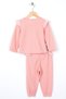 Crew Neck Long Sleeve Pocket Pink Color Girl's Tracksuit Set - 2