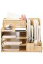 Desktop Pen Holder Organizer Practical Table Top Organizer with Paperwork Rack and Napkin Holder Section 1 - 4