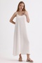 Wide Cut Loose Linen Summer Dress - Rope Strap - 4