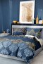 Duvet Cover Set 100% Cotton Satin Fitted Sheet Deluxe Collection Double 3d Damask - 2