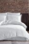 Premium Dowry Set 82 Thread Count 100% Cotton Satin Special Weave White Striped Duvet Cover Set - 2