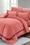 Cotton Satin Double Duvet Cover Set with Elastic Sheets Luxury Cotton Satin Salmon - 2