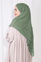 Soft Green Souffle Khimar - Medium Size, with Veil, Three Layer Chiffon Shawl - 3