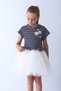 Girl's Striped Fabric Embroidery Detailed Tutu Dress