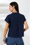 High Collar Cotton T-Shirt 19588 Dark Blue - 4